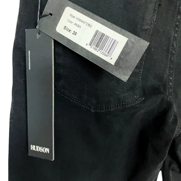 NWT Hudson Jeans Nico Mid-Rise Ankle Skinny Jeans Black 26x25